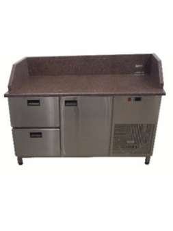 Холодильный стол с 3-мя бортами 1400х700х850 (1 дверь+2 ящика) гранитная столешница